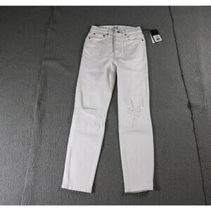 New Re/Done Womens 24 White Jeans Hacienda The Shortie Distressed